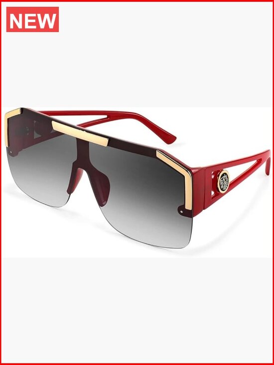 Square Oversized Flat Top Shield Sunglasses UV400 Non-Polarized
